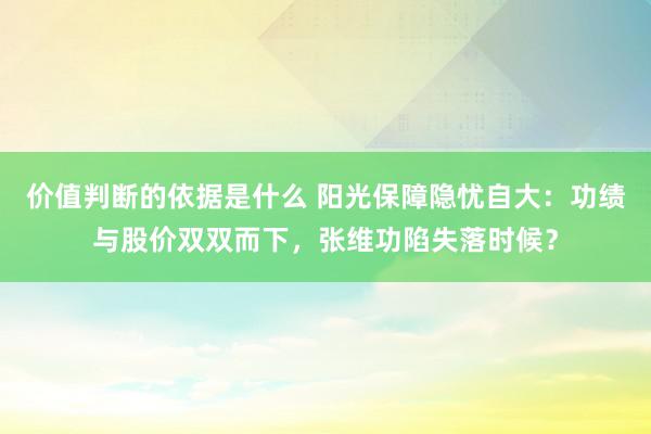 价值判断的依据是什么 阳光保障隐忧自大：功绩与股价双双而下，张维功陷失落时候？