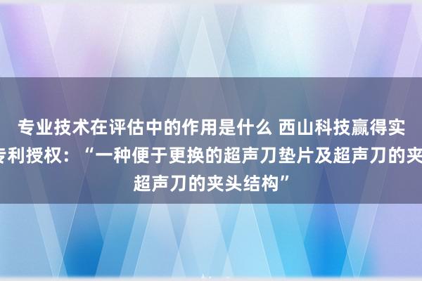 专业技术在评估中的作用是什么 西山科技赢得实用新式专利授权：“一种便于更换的超声刀垫片及超声刀的夹头结构”