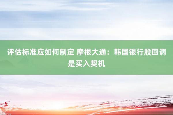 评估标准应如何制定 摩根大通：韩国银行股回调是买入契机