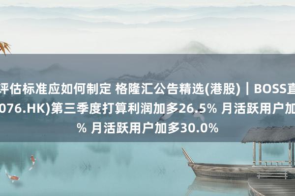 评估标准应如何制定 格隆汇公告精选(港股)︱BOSS直聘-W(02076.HK)第三季度打算利润加多26.5% 月活跃用户加多30.0%