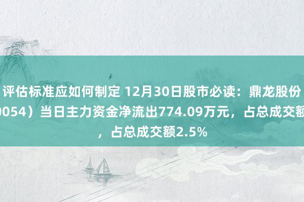 评估标准应如何制定 12月30日股市必读：鼎龙股份（300054）当日主力资金净流出774.09万元，占总成交额2.5%