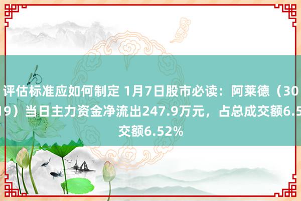 评估标准应如何制定 1月7日股市必读：阿莱德（301419）当日主力资金净流出247.9万元，占总成交额6.52%