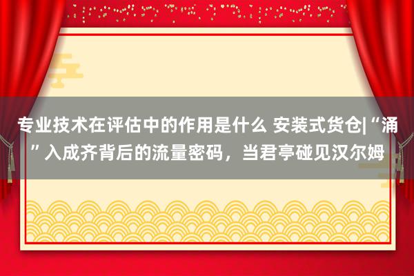 专业技术在评估中的作用是什么 安装式货仓|“涌”入成齐背后的流量密码，当君亭碰见汉尔姆