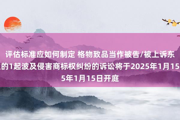 评估标准应如何制定 格物致品当作被告/被上诉东说念主的1起波及侵害商标权纠纷的诉讼将于2025年1月15日开庭