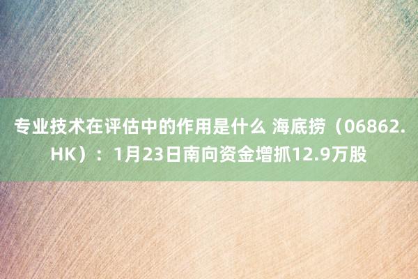 专业技术在评估中的作用是什么 海底捞（06862.HK）：1月23日南向资金增抓12.9万股