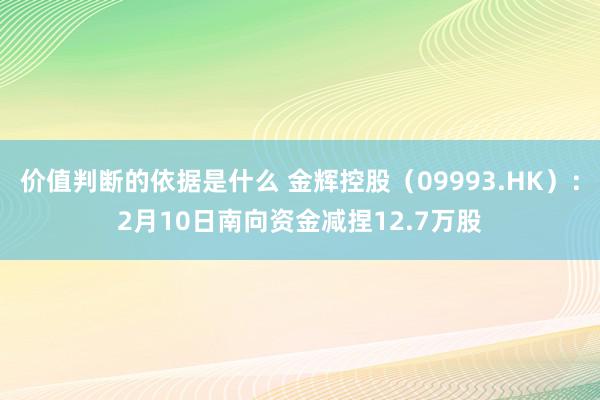 价值判断的依据是什么 金辉控股（09993.HK）：2月10日南向资金减捏12.7万股