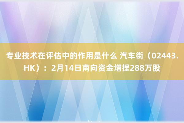 专业技术在评估中的作用是什么 汽车街（02443.HK）：2月14日南向资金增捏288万股