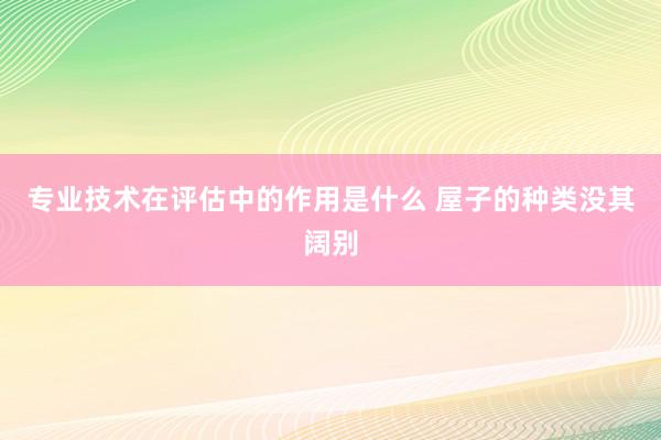 专业技术在评估中的作用是什么 屋子的种类没其阔别