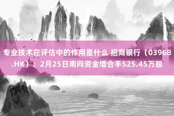 专业技术在评估中的作用是什么 招商银行（03968.HK）：2月25日南向资金增合手525.45万股