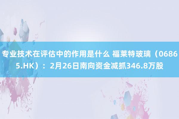 专业技术在评估中的作用是什么 福莱特玻璃（06865.HK）：2月26日南向资金减抓346.8万股