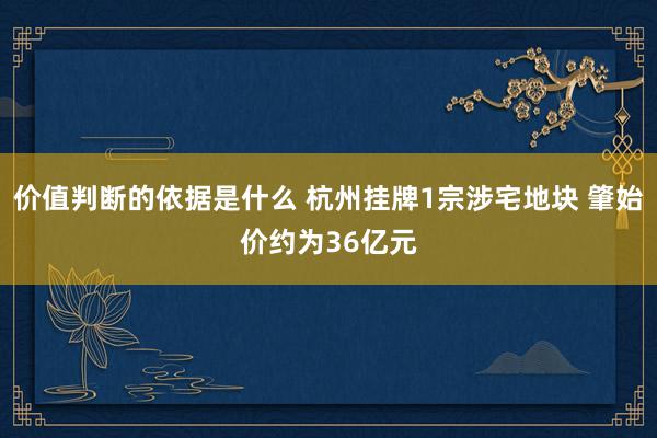 价值判断的依据是什么 杭州挂牌1宗涉宅地块 肇始价约为36亿元