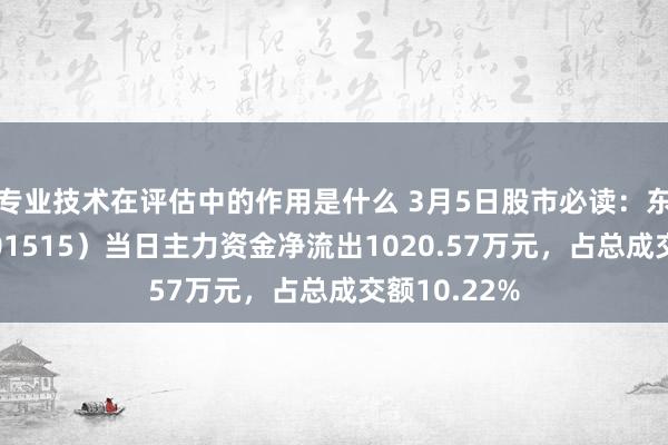 专业技术在评估中的作用是什么 3月5日股市必读：东峰集团（601515）当日主力资金净流出1020.57万元，占总成交额10.22%