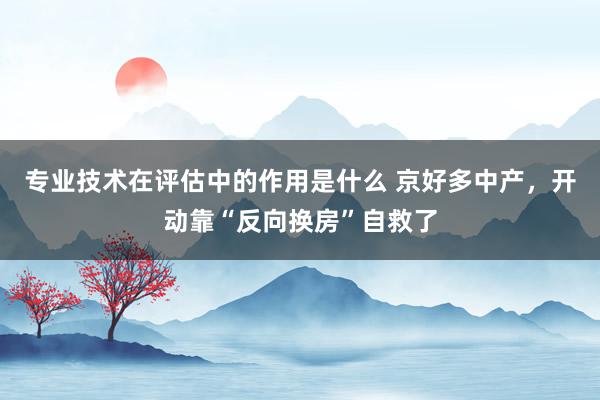 专业技术在评估中的作用是什么 京好多中产，开动靠“反向换房”自救了