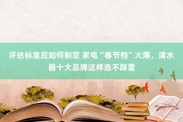 评估标准应如何制定 家电“春节档”火爆，清水器十大品牌这样选不踩雷